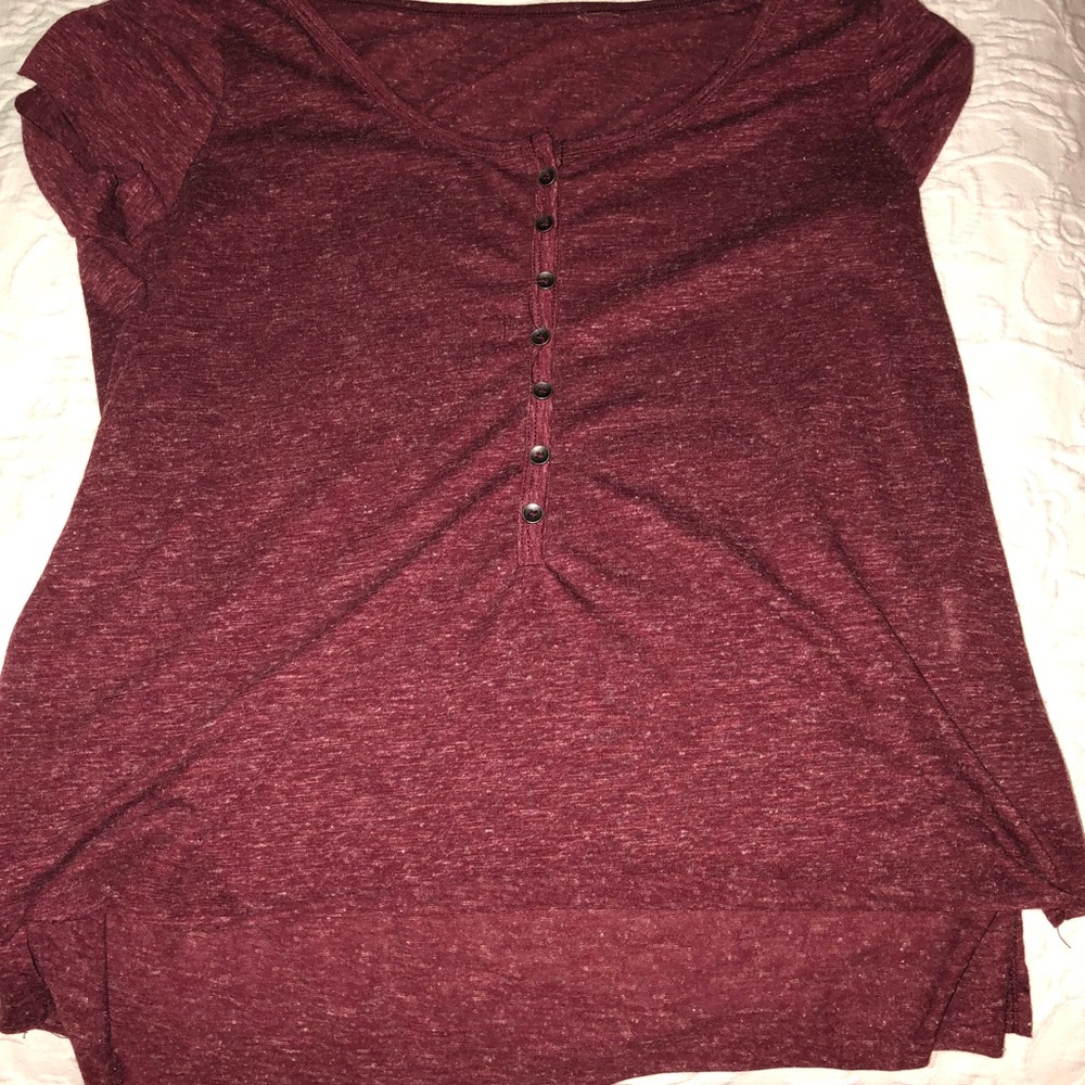 Shein red button down shirt sleeve